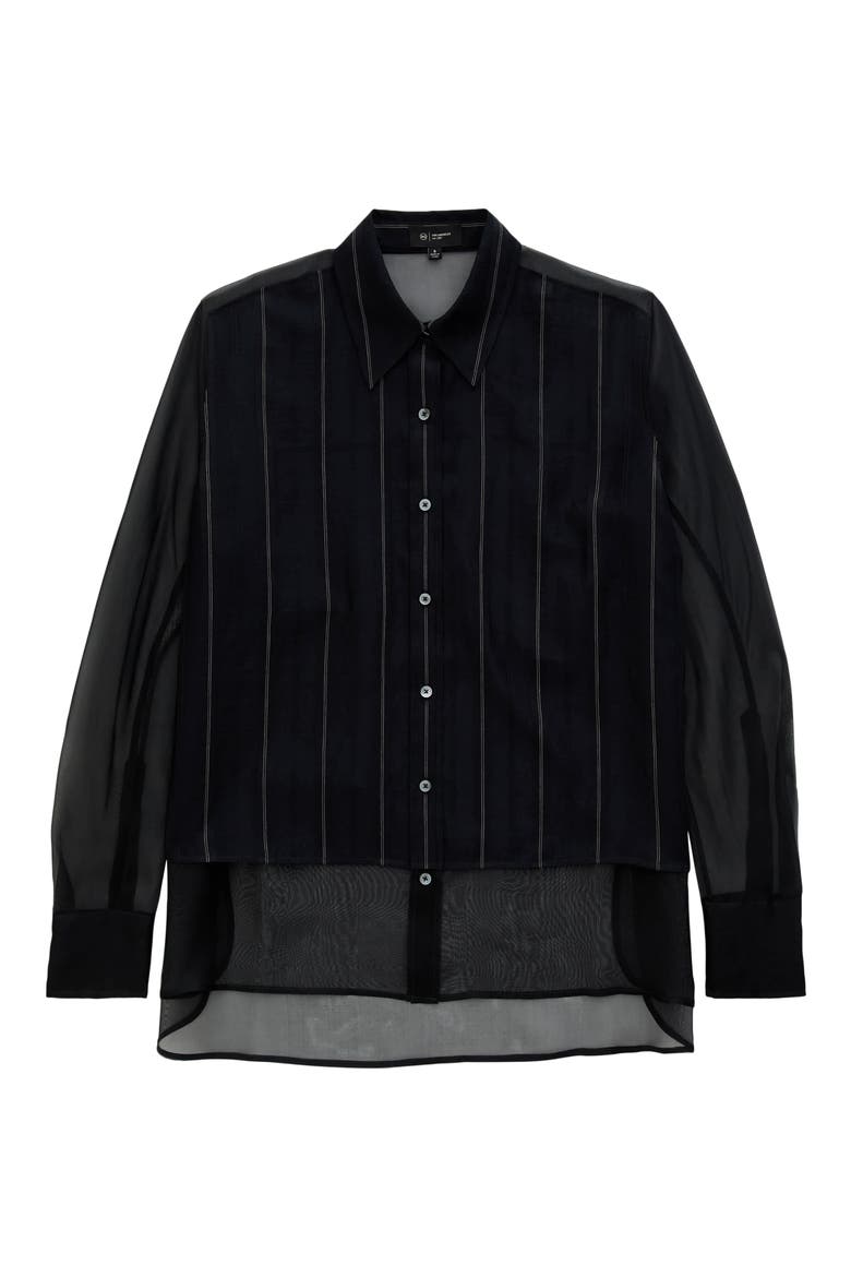 Sawtelle Pinstriped Cotton & Silk Shirt, Alternate, color, DAY TO NIGHT
