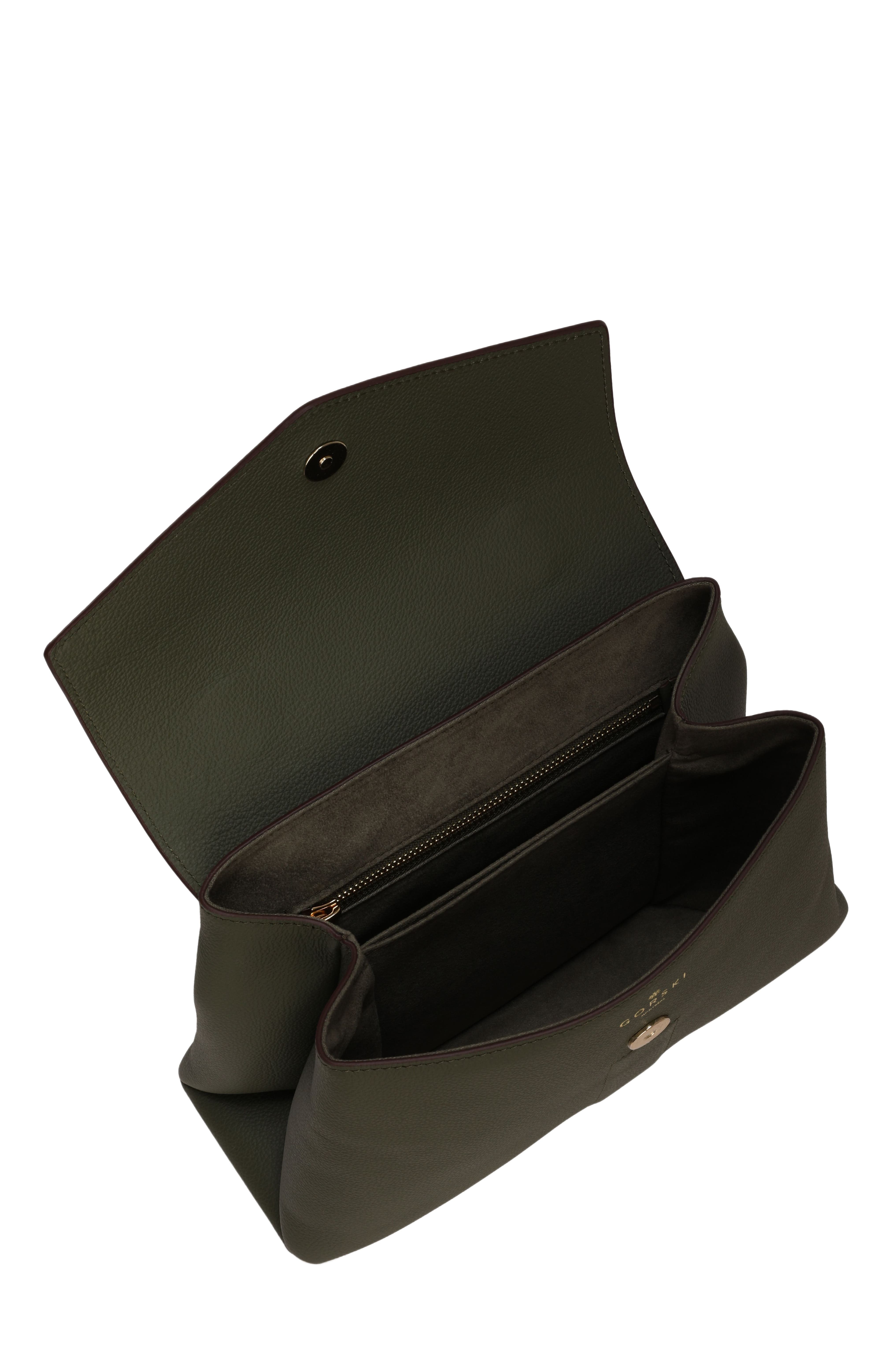 GORSKI Leather Bag with Crossbody Strap, Alternate, color, Olive