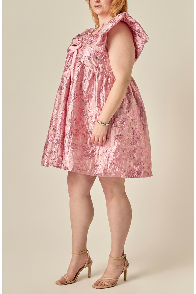 Floral Jacquard Babydoll Minidress, Alternate, color, PINK