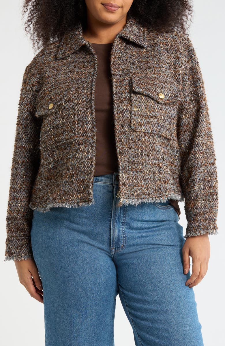 Democracy Crop Tweed Jacket, Main, color, Tobacco Gold Multi