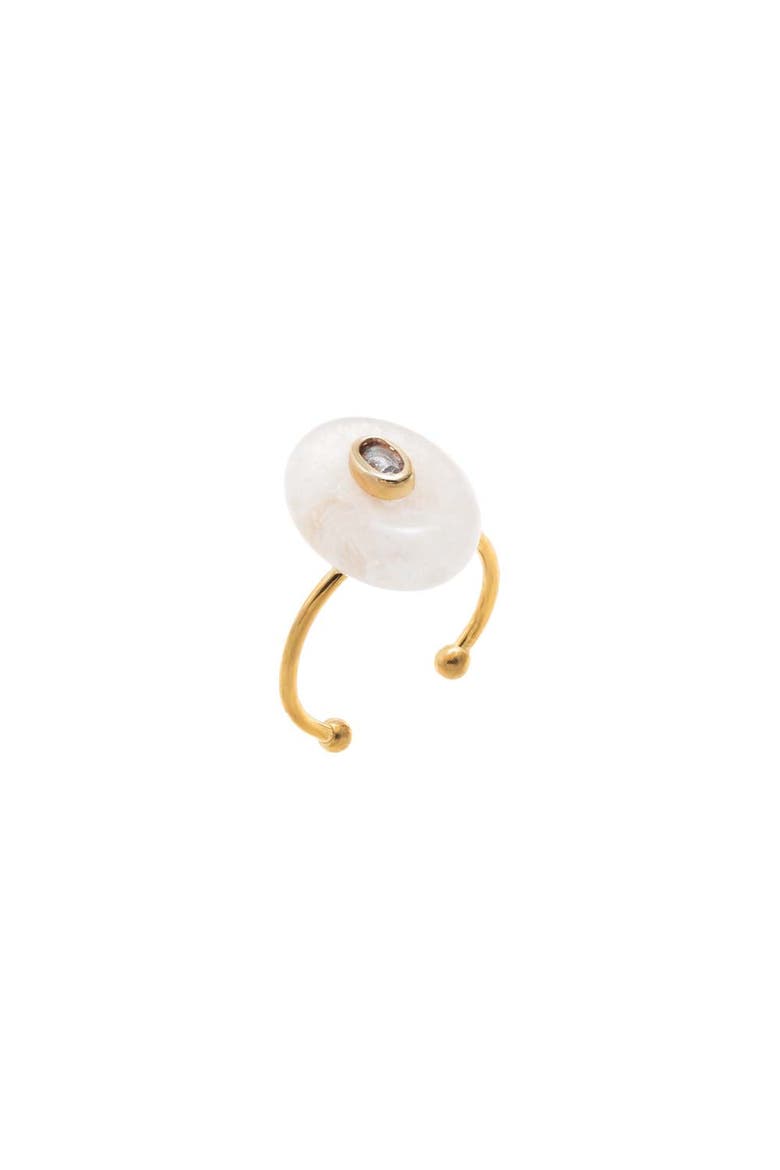 CZ Oval Bezeled Accent Bead Ring, Main, color, Mother of Pearl