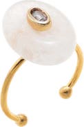 BY ADINA EDEN CZ Oval Bezeled Accent Bead Ring