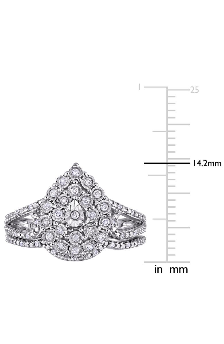 Julianna B. Diamond Cluster Vintage Bridal Ring Set, Alternate, color, Sterling Silver