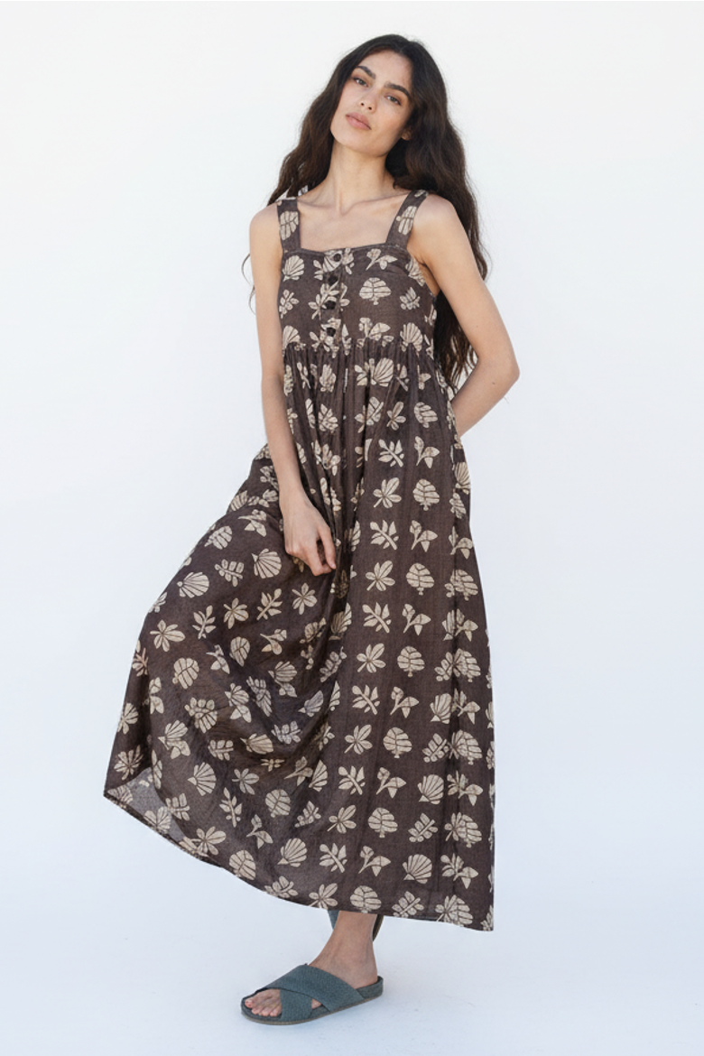 Gabby Button-up Ankle Length Dress, Main, color, Botanical