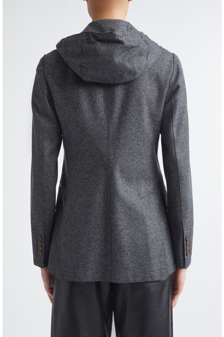 Wool Blend Flannel Blazer with Removable Hooded Bib, Alternate, color, CARBON