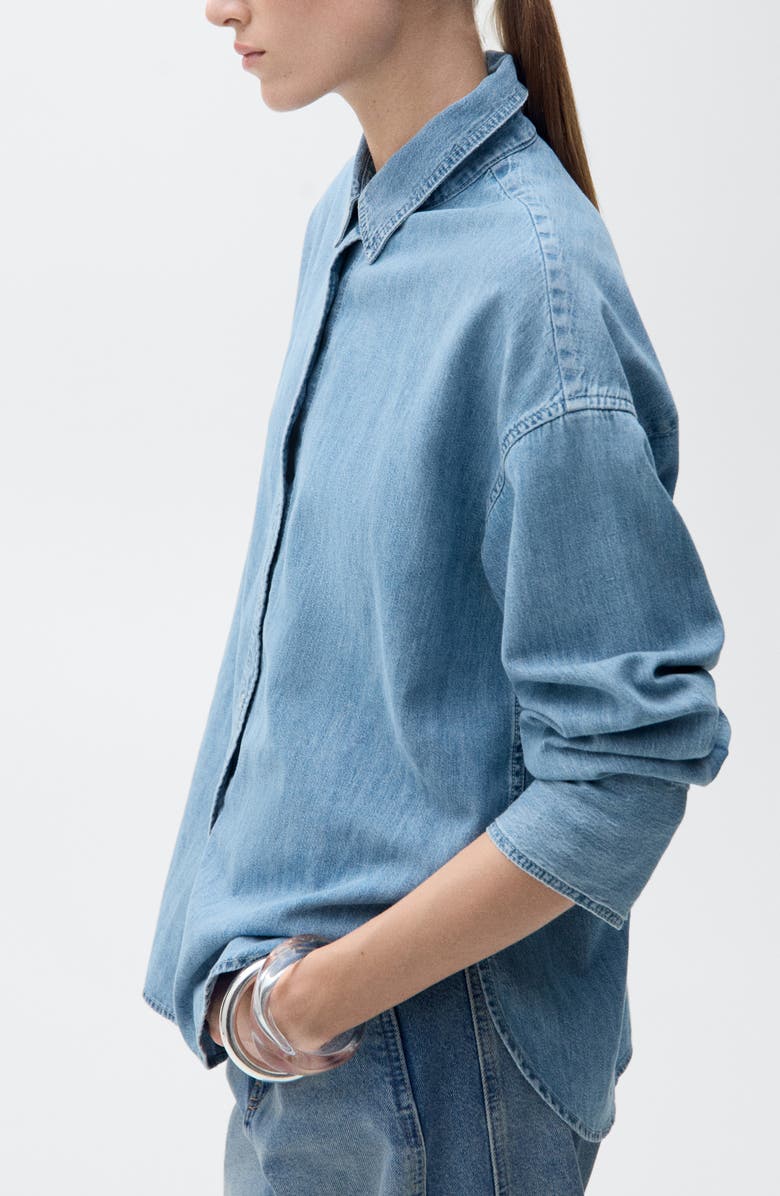 MANGO Oversize Denim Button-Up Shirt, Alternate, color, 