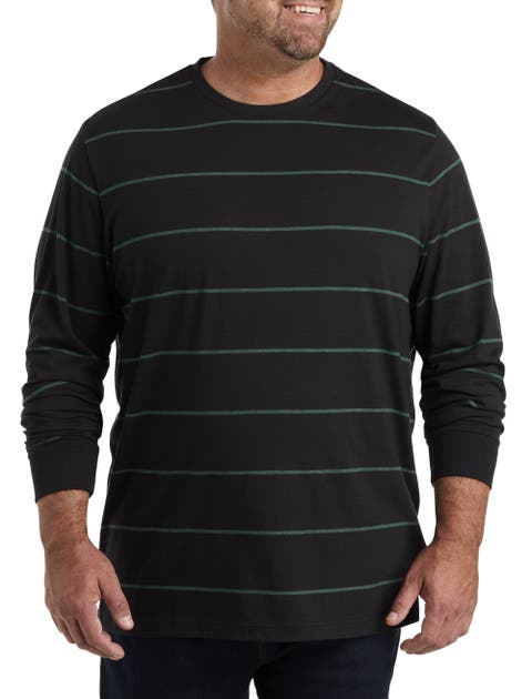 Big & Tall Moisture-Wicking Long-Sleeve Striped T-Shirt