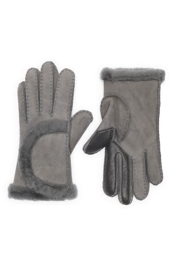 Ugg ® Genuine Shearling Exposed Curve Seam Gloves In Gray