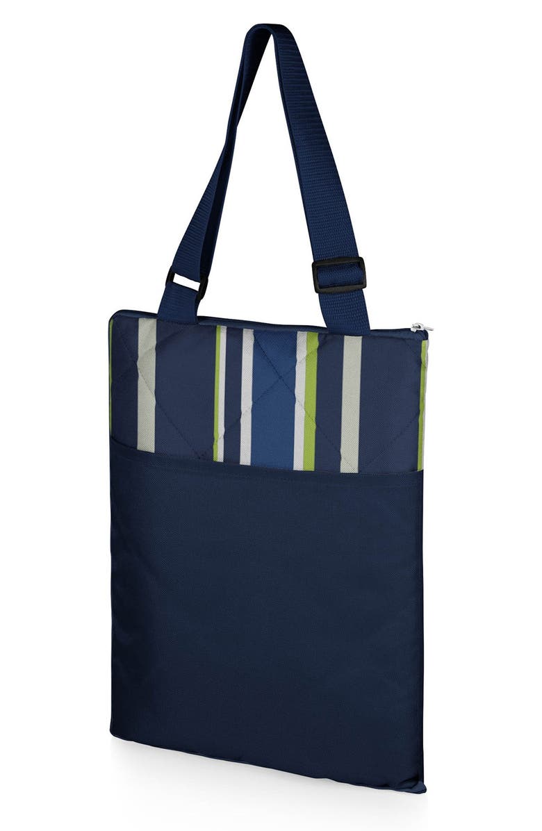 Picnic Time Vista Outdoor Picnic Blanket & Tote, Alternate, color, Blue Stripe Pattern