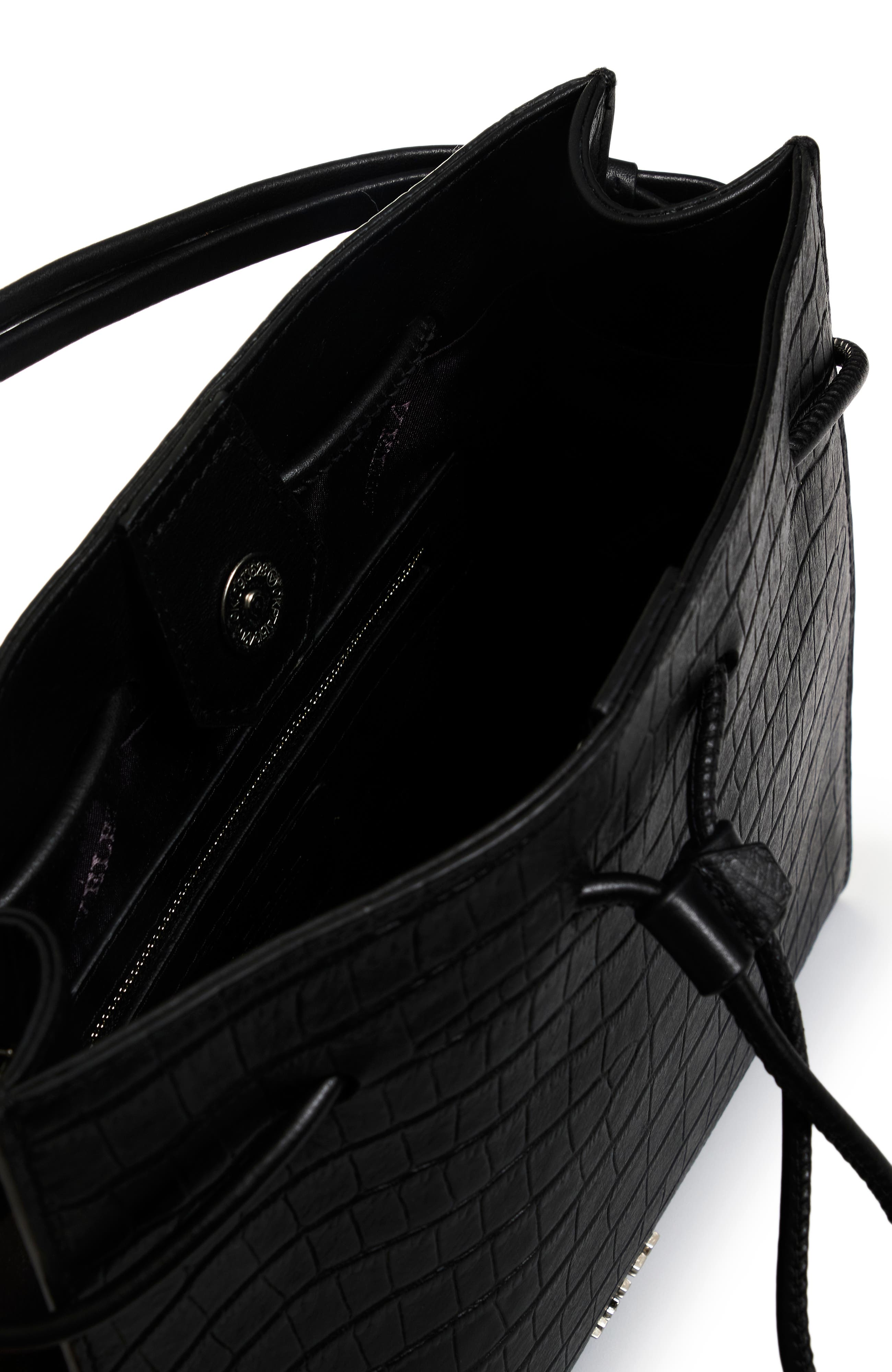 Velez Embossed Leather Bowling Bag, Alternate, color, Black