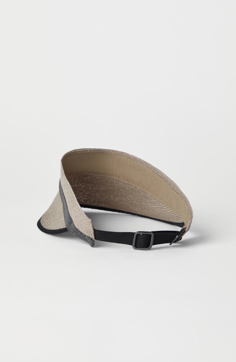 Brunello Cucinelli Hemp and cotton visor with precious band, Alternate, color, 