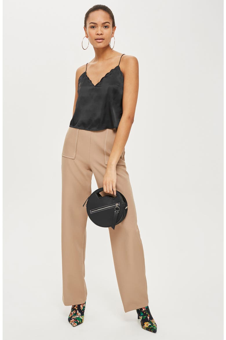 Scallop Crop Camisole, Alternate, color, BLACK