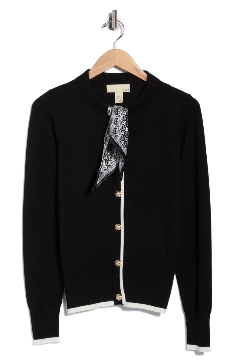 BY DESIGN Nora Scarf Cardigan, Alternate, color, Black