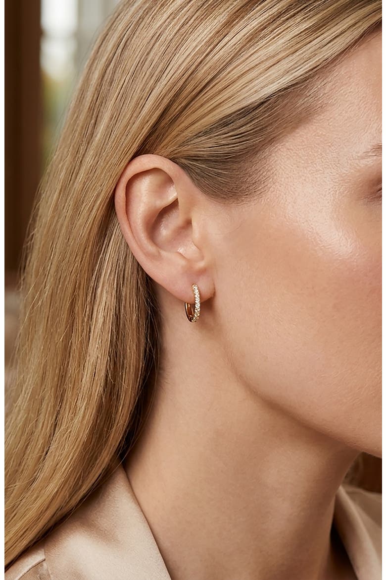Classic Cubic Zirconia Mini Hoop Earrings, Alternate, color, GOLD