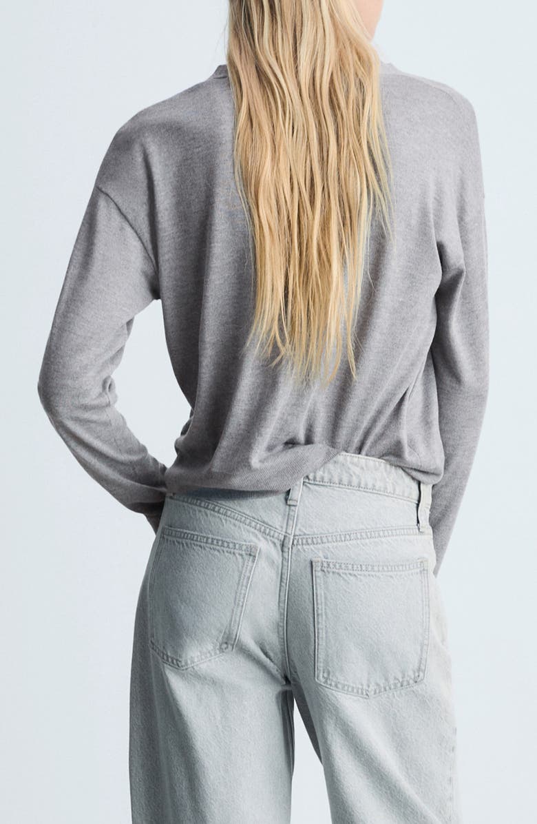 MANGO V-Neck Cardigan, Alternate, color, Light Heather Grey