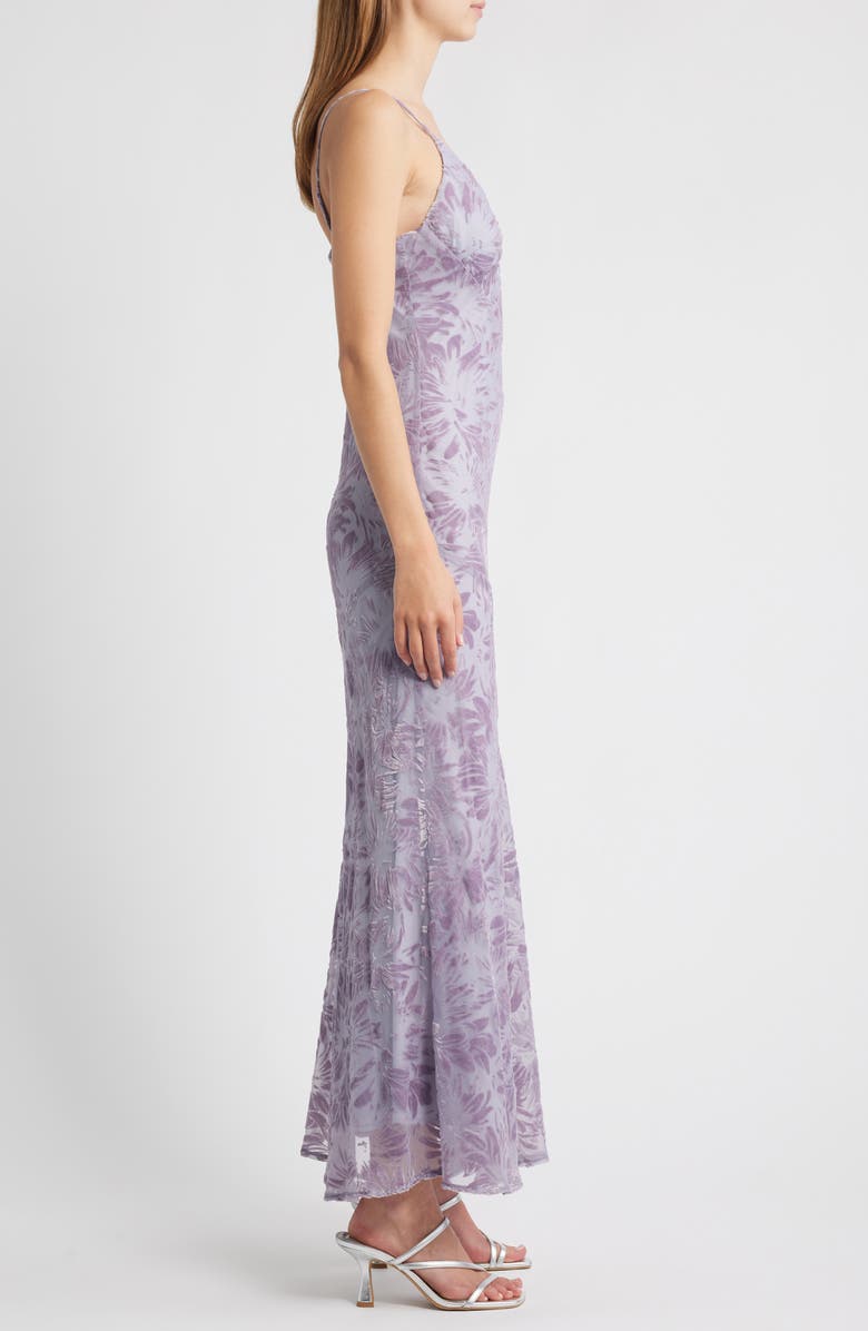 Rare London Devoré Bias Cut Slipdress, Alternate, color, Lilac