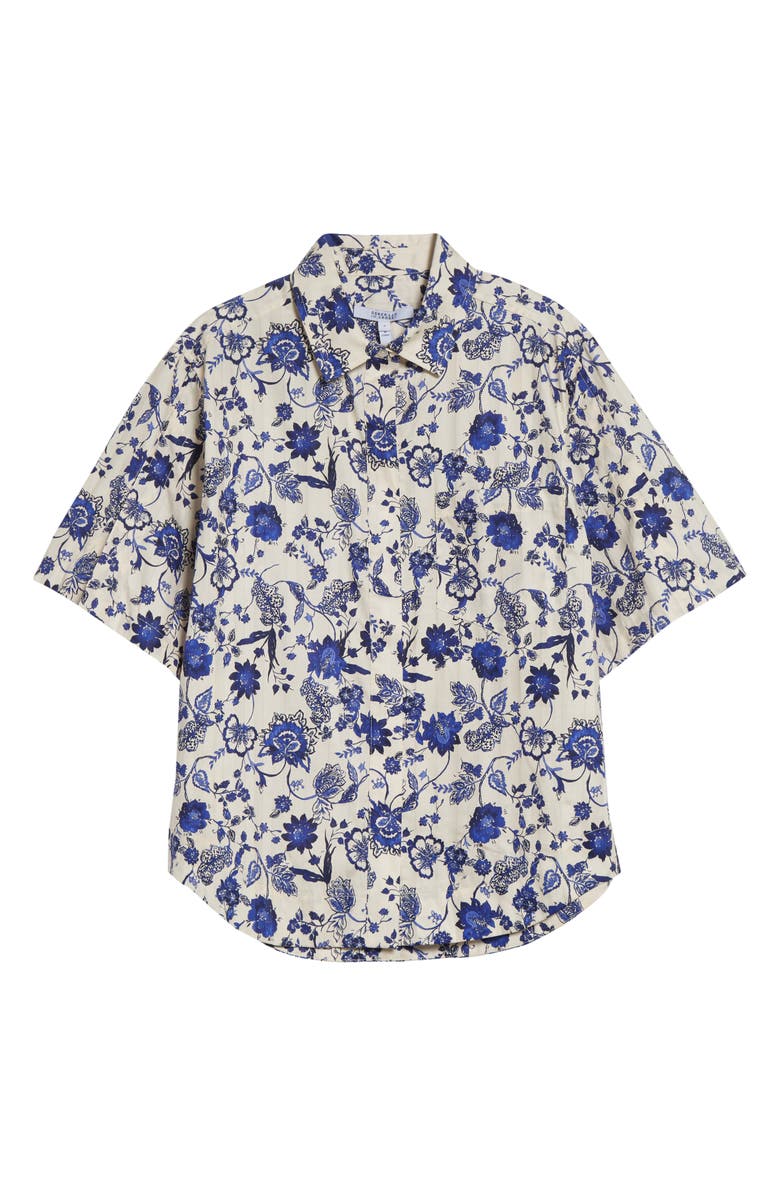 Derek Lam 10 Crosby Keaton Floral Elbow Sleeve Cotton Button-Up Shirt, Alternate, color,