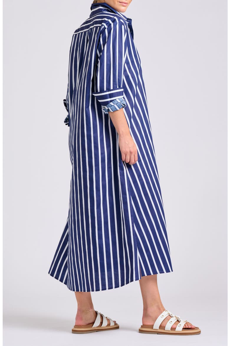 Mixed Stripe Long Sleeve Shirtdress, Alternate, color, NAVY THICK STRIPE