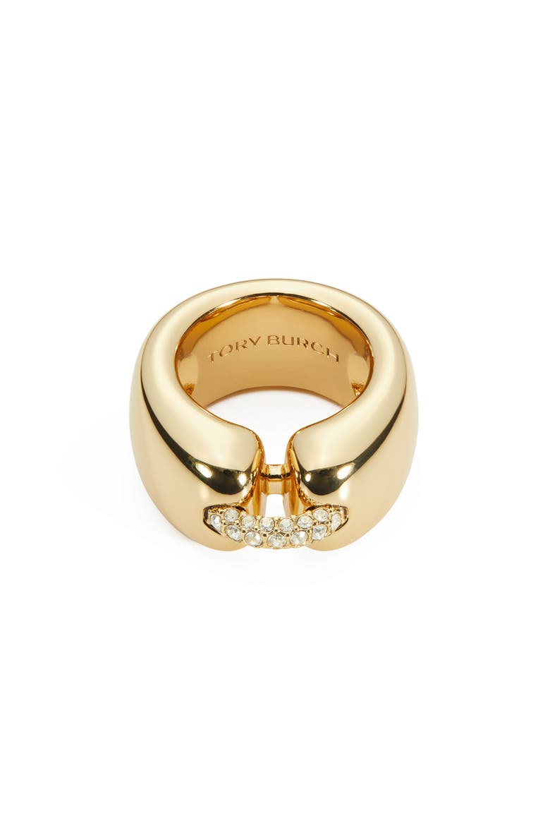 Pierced Ring, Alternate, color, LIGHT BRASS / CRYSTAL
