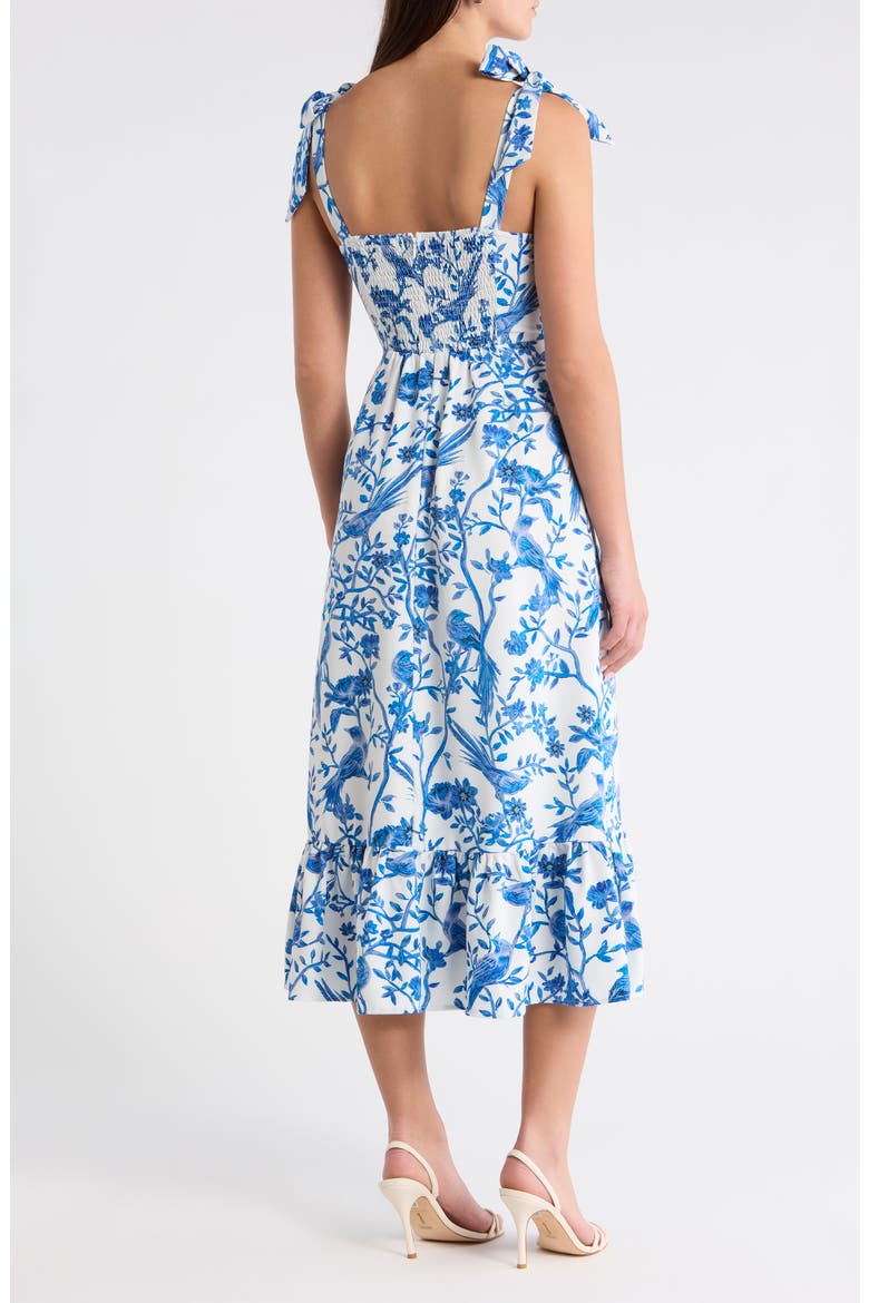 Floral Tie Strap Midi Sundress, Alternate, color, WHITE BLUE