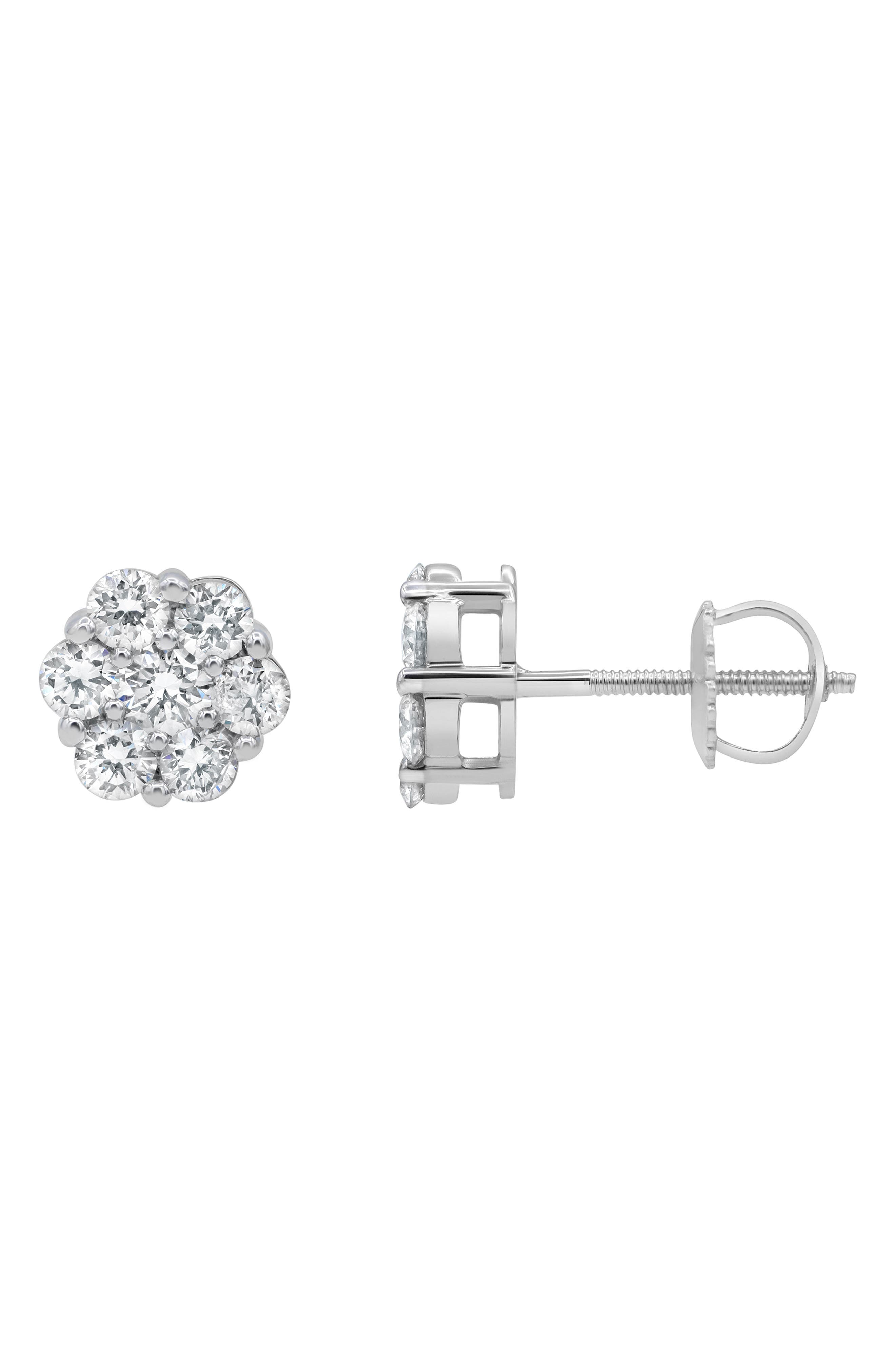 LuvMyJewelry Lab Grown Diamond Cluster Stud Earrings