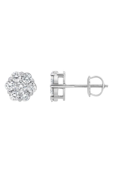 Lab Grown Diamond Cluster Stud Earrings