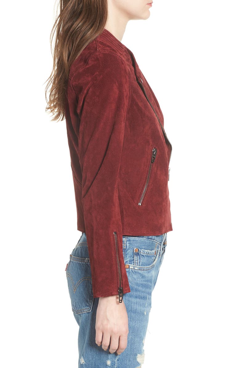 BLANKNYC No Limit Suede Moto Jacket, Alternate, color, Ruby
