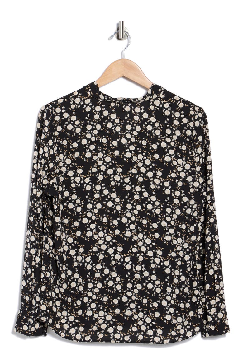 V-Neck Long Sleeve Top, Alternate, color, BLACK- IVORY JOSIE DITSY