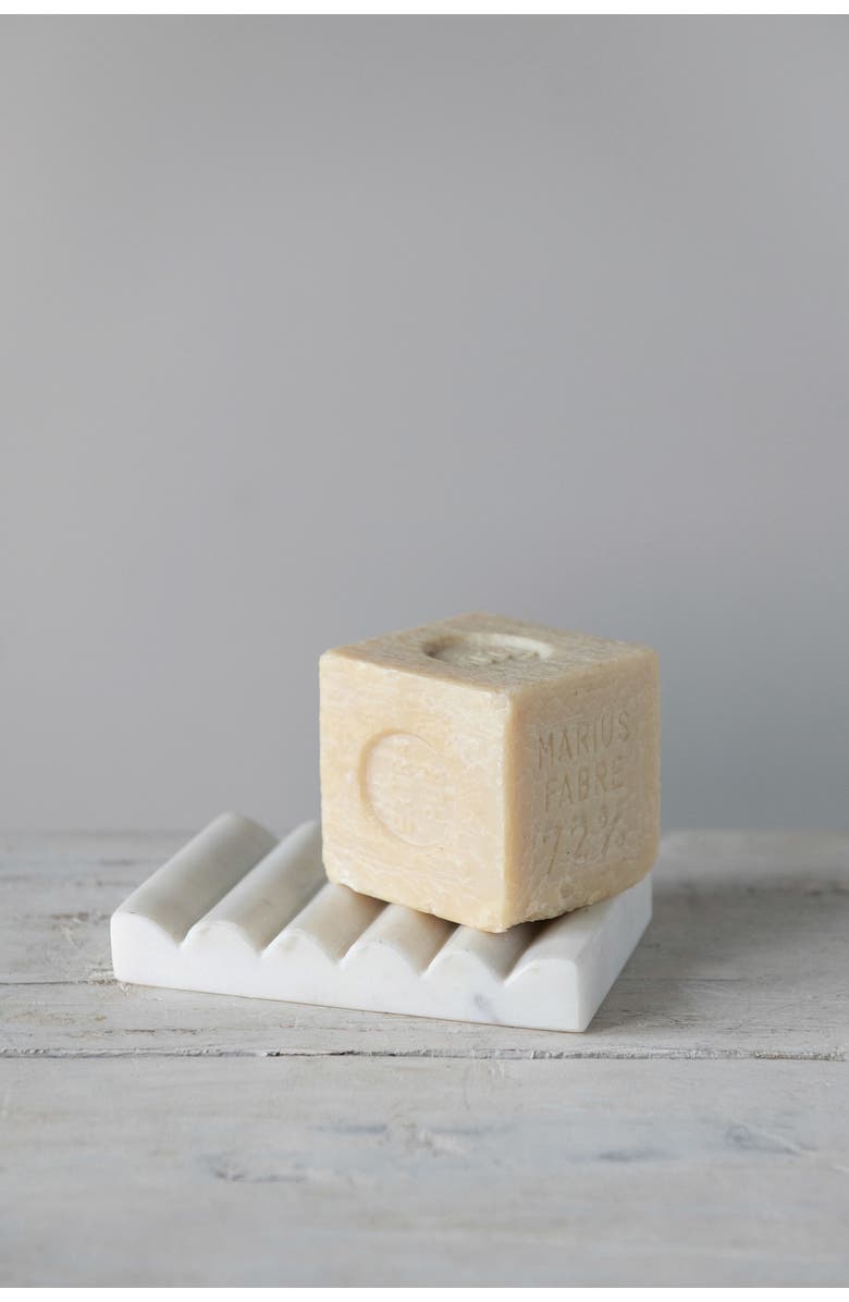 Storied Home Contemporary Carved Marble Soap Dish for Bathrooms, Alternate, color, White