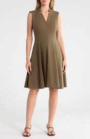 Calvin Klein Sleeveless Zip Front Fit & Flare Dress