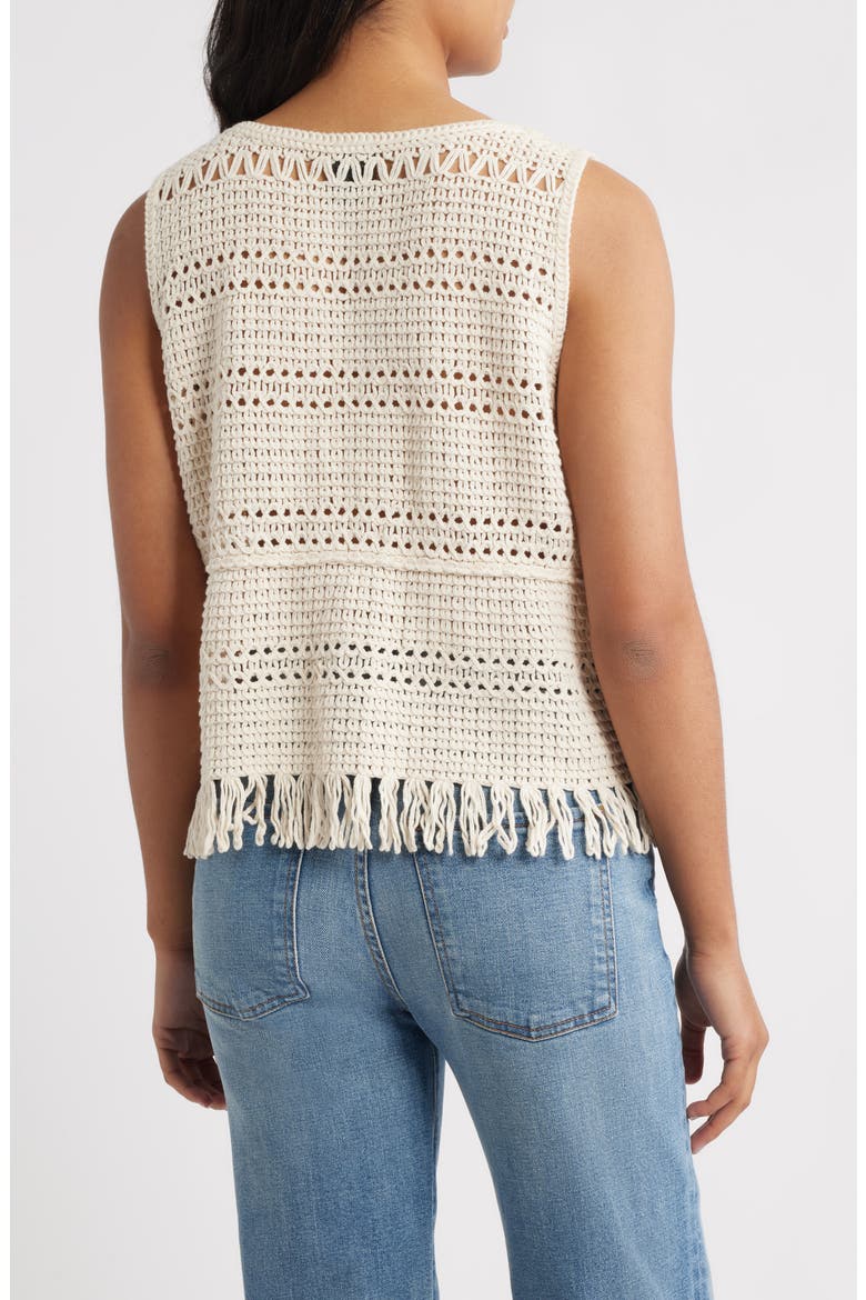 Fringe Open Stitch Sweater Tank, Alternate, color, LIGHT OATMEAL