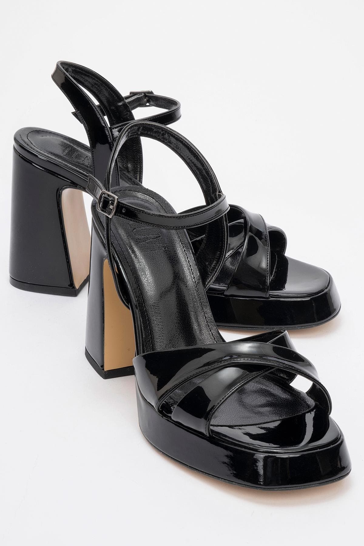 Forever & Always Shoes Yvonne Platform Sandals, Main, color, Black Patent
