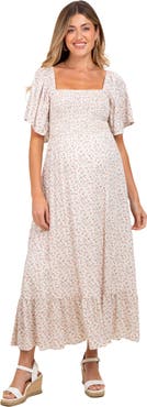 PinkBlush Ditsy Floral Smocked Midi Dress