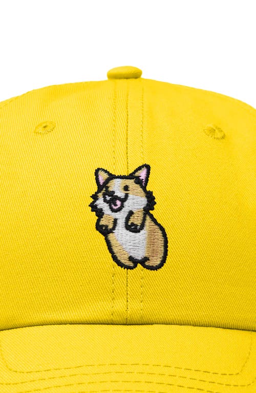 Dalix Leaping Corgi Embroidered Cap In Gold