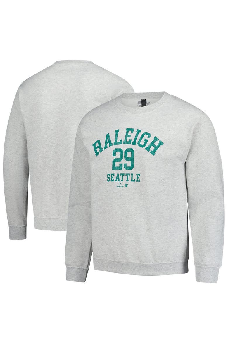 Unisex BreakingT Cal Raleigh Heather Gray MLBPA Player Name & Number Sweatshirt, Main, color, Heather Gray
