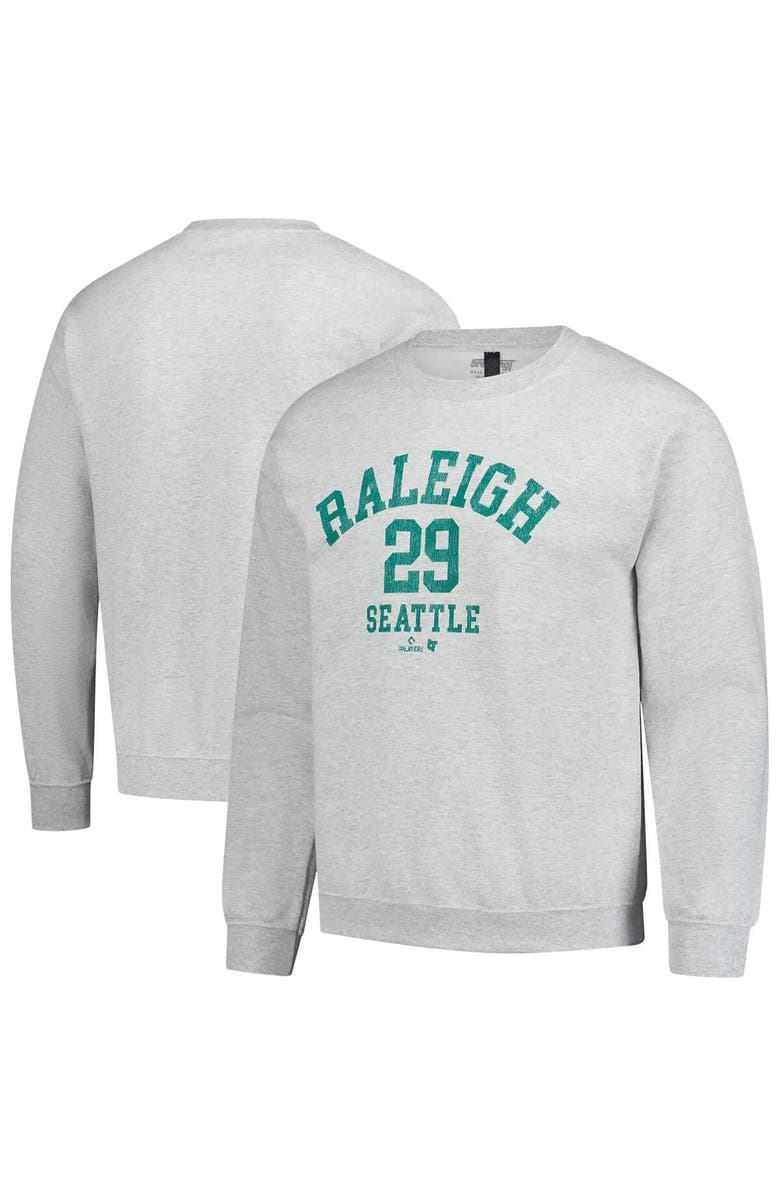 BREAKINGT Unisex BreakingT Cal Raleigh Heather Gray MLBPA Player Name & Number Sweatshirt, Main, color, Heather Gray