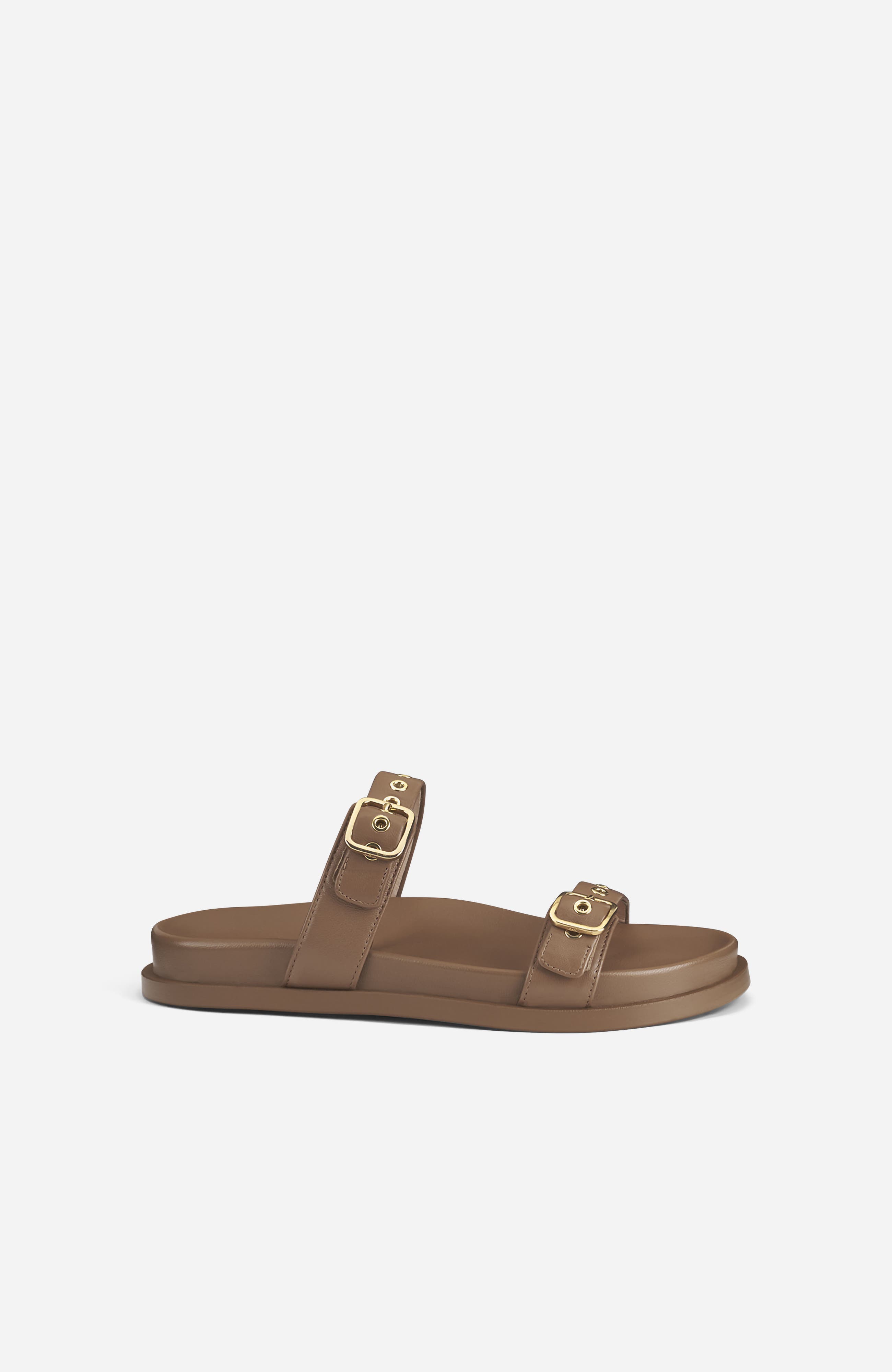 Cristina Ring Sandal with Buckles, Main, color, Cocoa Nappa