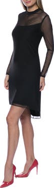 Marina Sheer Sleeve High Low Cocktail Dress