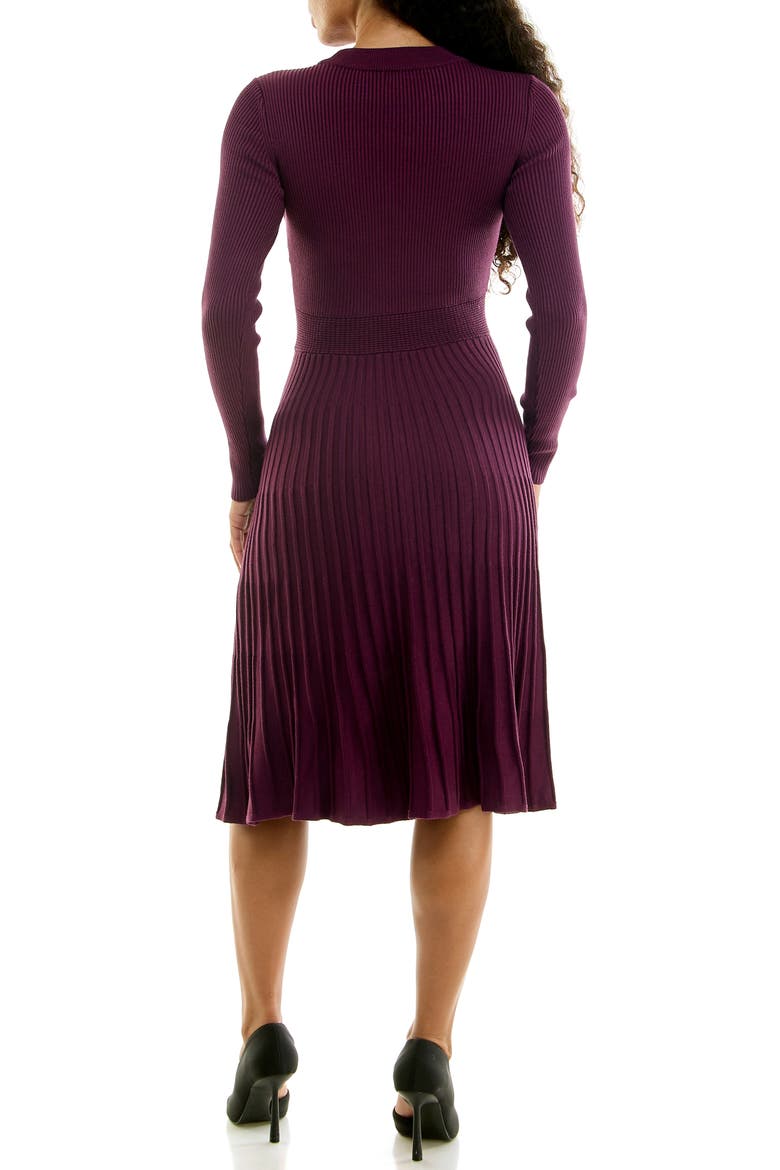 Ribbed Long Sleeve Sweater Dress, Alternate, color, EGGPLANT