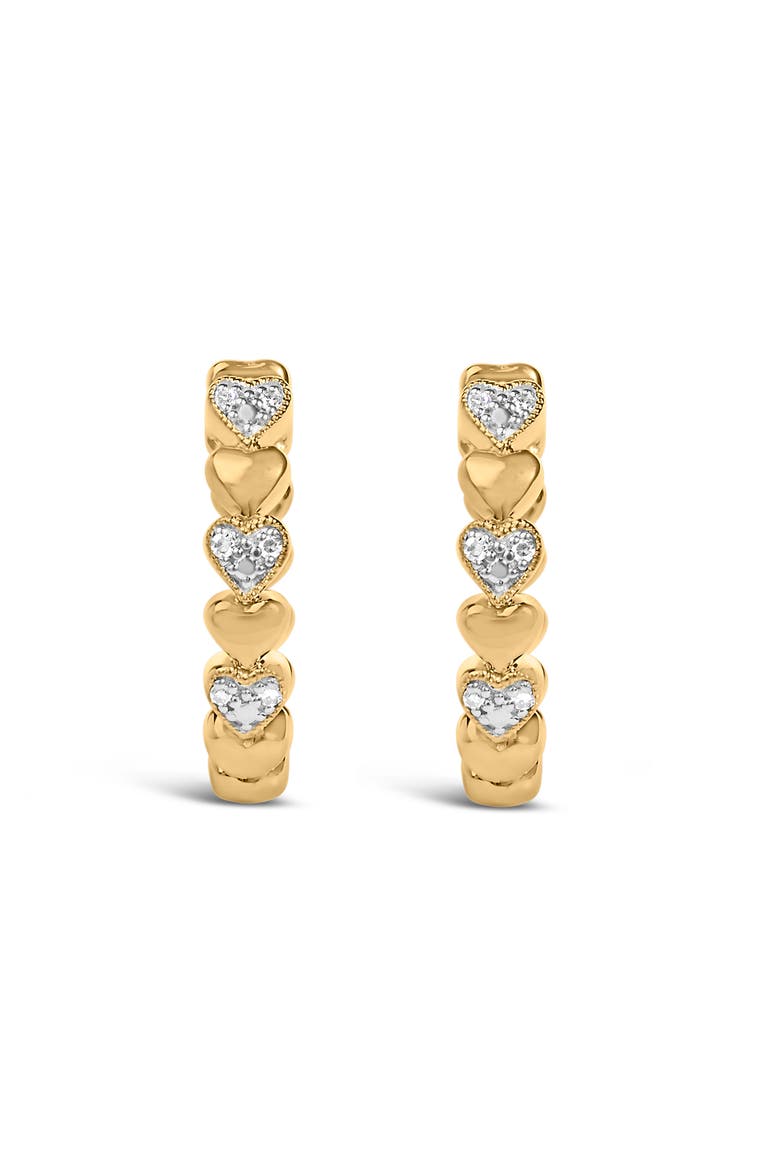 Gold Vermeil Diamond Accent Mini Heart Hoop Earring, Main, color, Silver