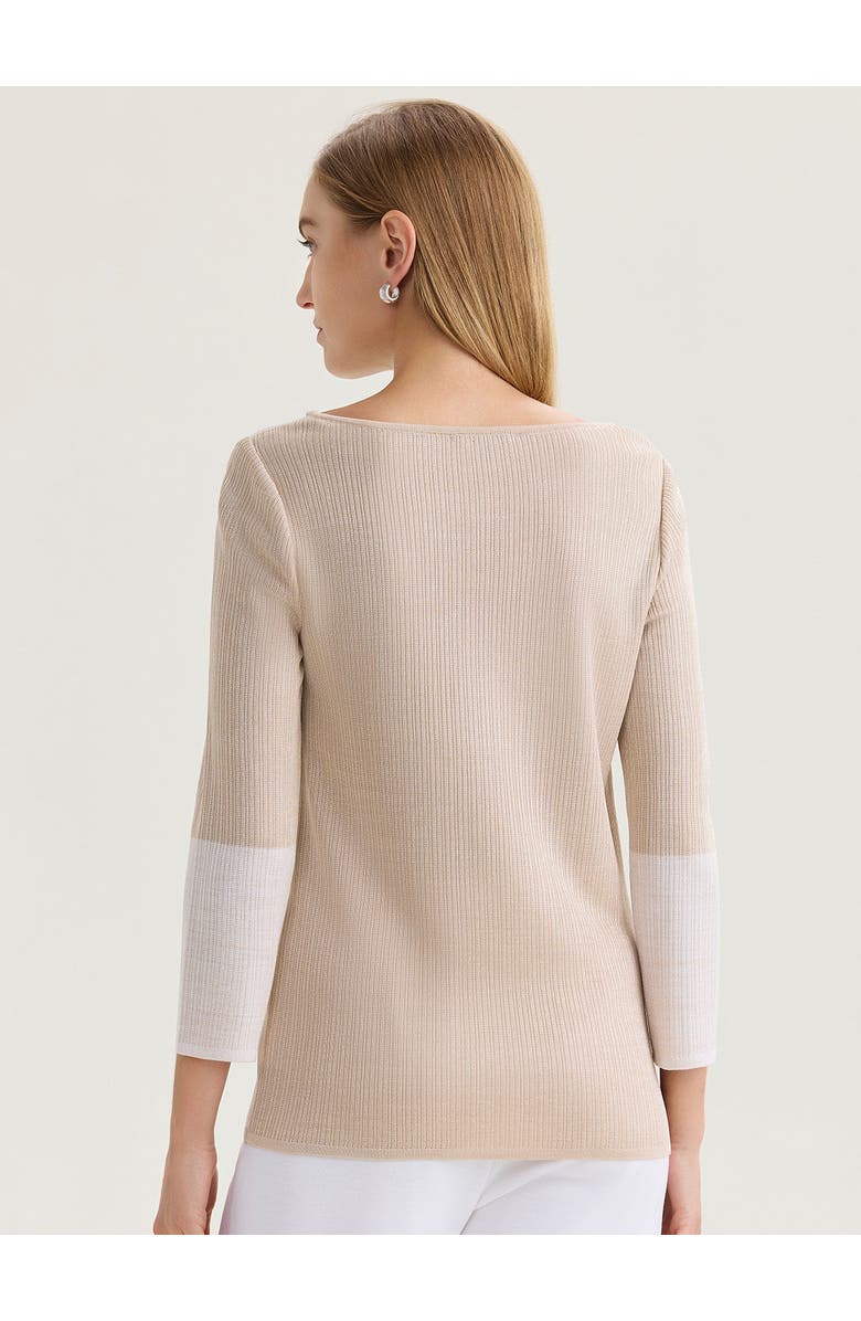 Misook Pearlescence Colorblock Knit Tunic, Alternate, color, Biscotti/White/Charmeuse