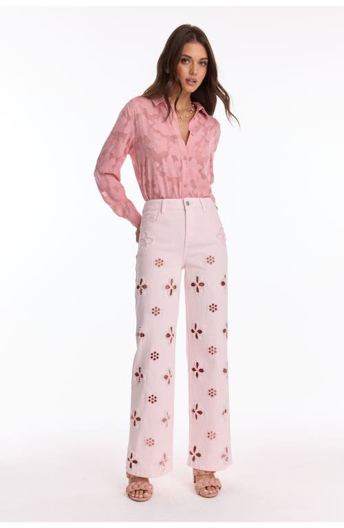The Noli Shop Kaia Pearl High Rise Jean In Pink