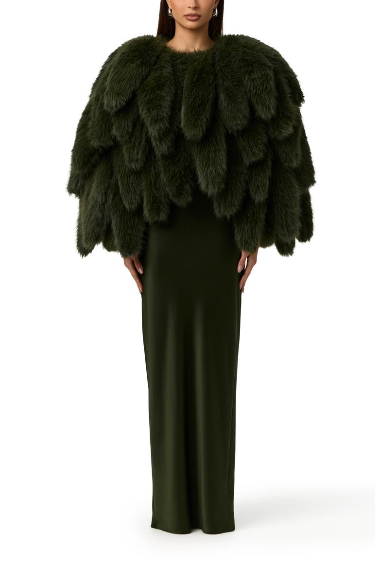 Foxtail Faux Fur Cropped Jacket, Alternate, color, NOIR GREEN
