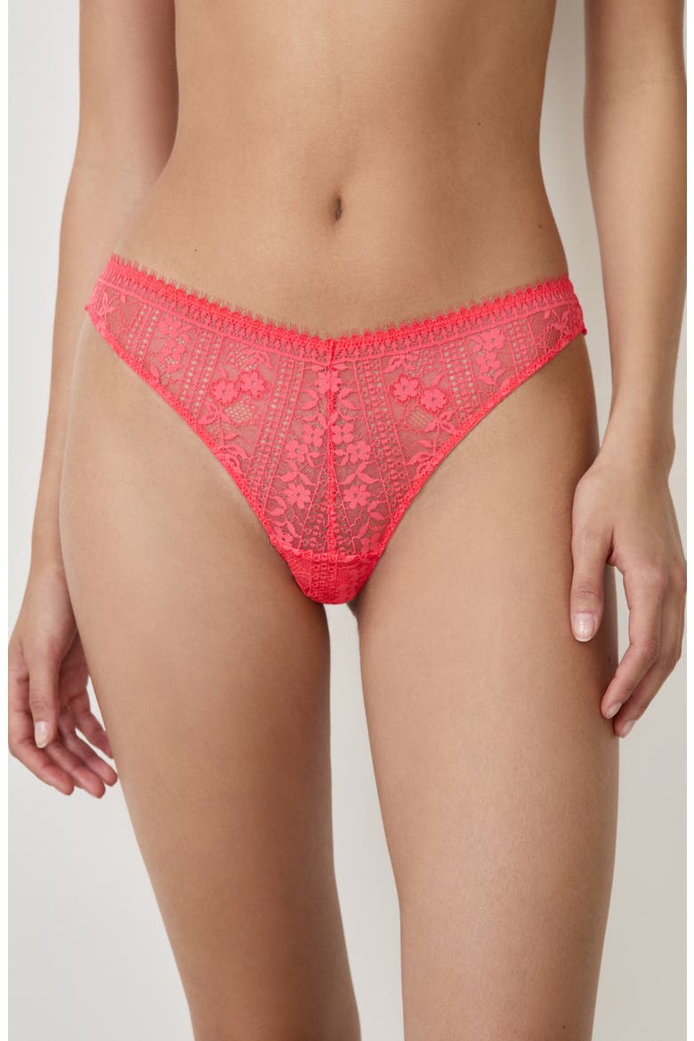 Aura Lace Tanga Thong, Main, color, CORAL