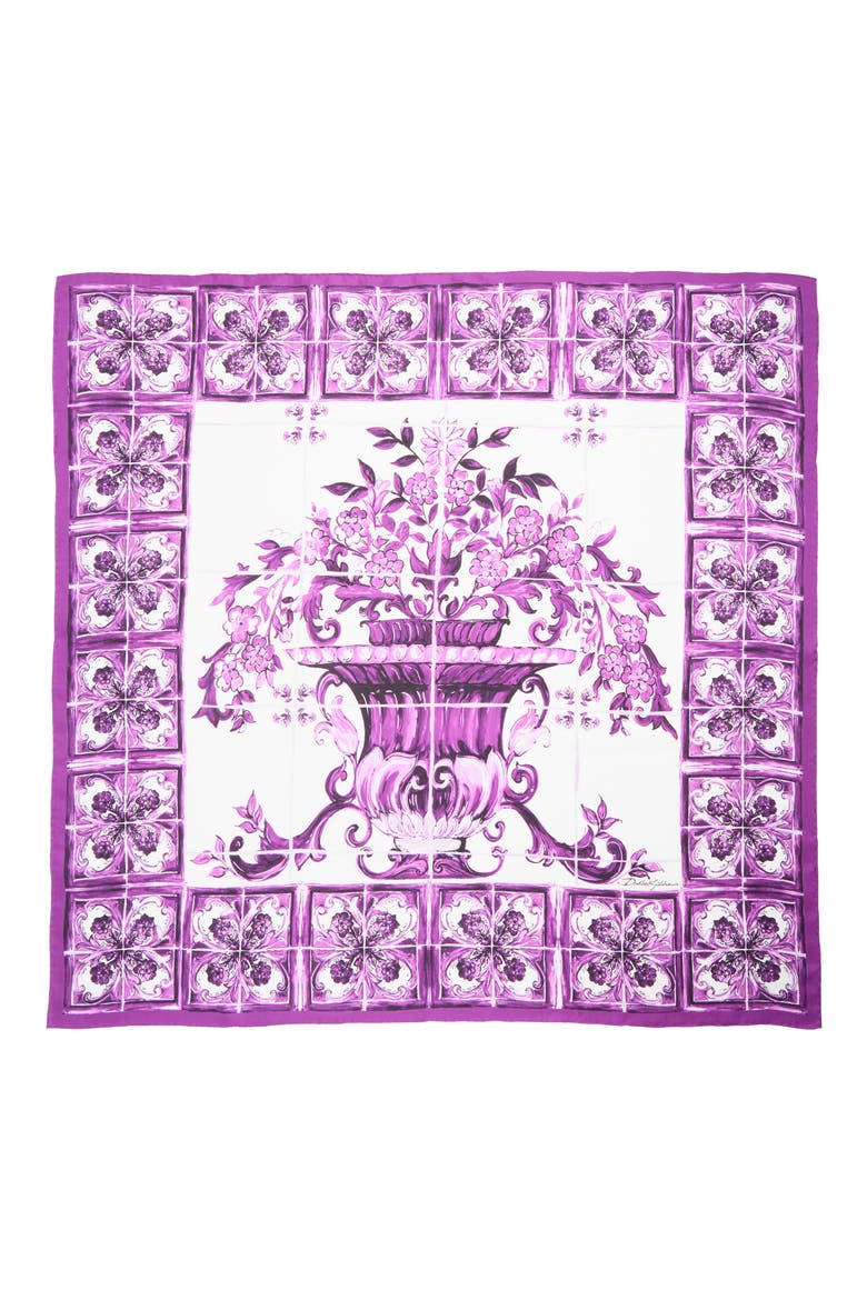 Mediterraneo Square Silk Scarf, Main, color, HP3OA AZULEJOS FDO VIOLA