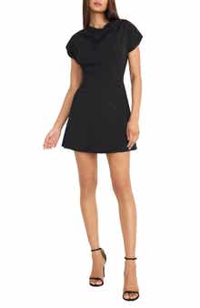 DONNA MORGAN FOR MAGGY Cowl Neck Short Sleeve Fit & Flare Minidress