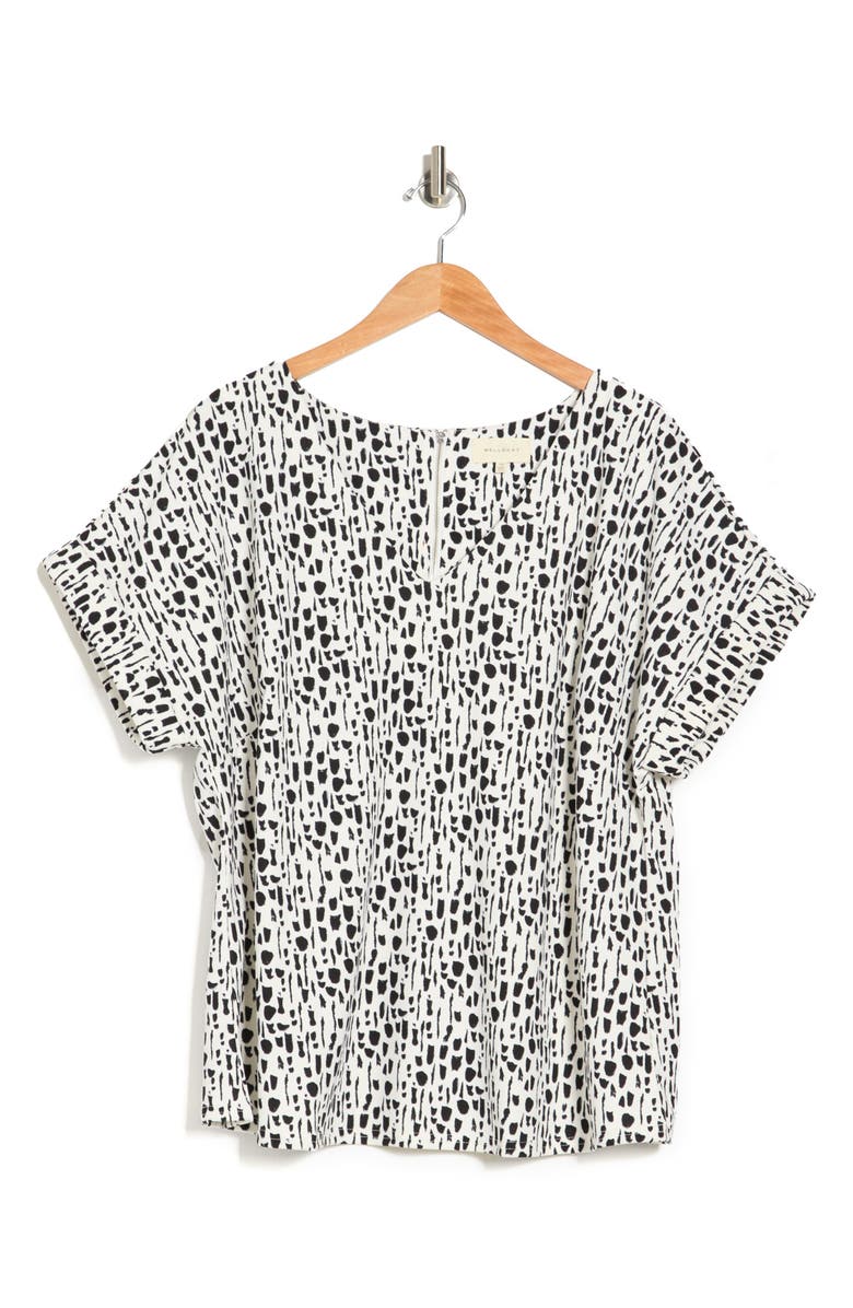 MELLODAY V-Neck Short Sleeve Techno Crepe Top, Alternate, color, 