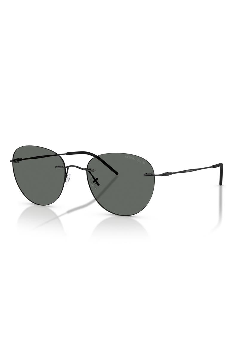 ARMANI 53mm Round Sunglasses, Alternate, color, Matte Black / Dark Grey