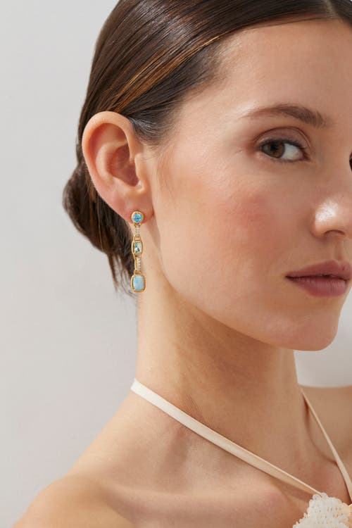 Nadri Cabarete Triple Drop Multi Earrings In Gold