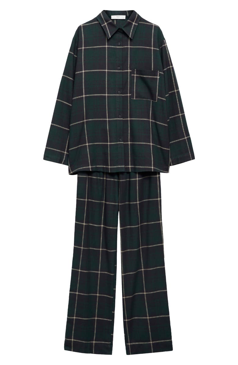 MANGO Check Flannel Pajama Shirt, Alternate, color, 